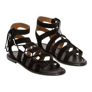 FRYE BLAIR SIDE GHILLIE WITH SIDE LACE SANDAL SUEDE BLACK size 8.5